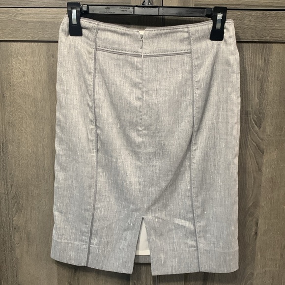 White House Black Market Gray Linen Pencil Straight Skirt Women's Size 0 - Picture 4 of 8